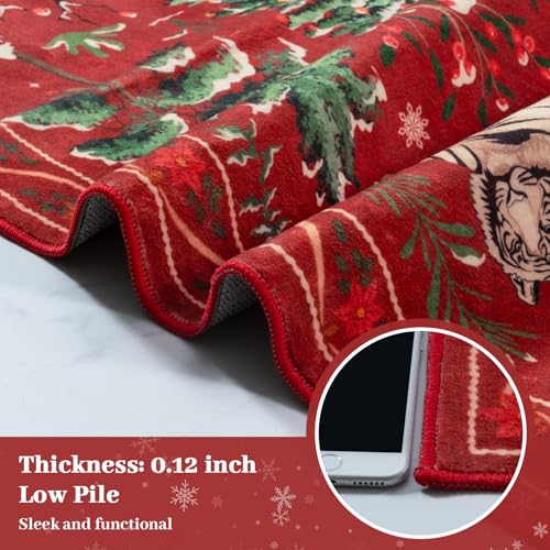 Christmas Area Rug 8x10 Red Animal Living Room Carpet Bedroom Rug (80 Sq Ft)
