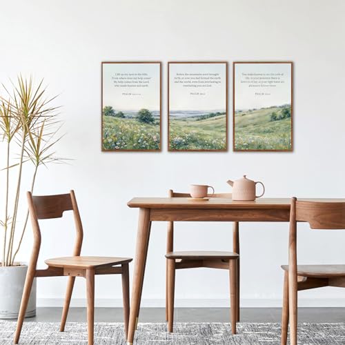 KAlRNE Scripture Wall Art Botanical Green Print Bible Verse Set (3 Count)