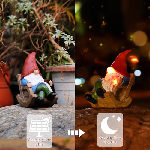 Solar Garden Gnomes Outdoor Statue with Solar Lights