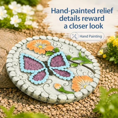 2 Pack Garden Stepping Stones 10 inch Round Cement Decorative Stones Pavers