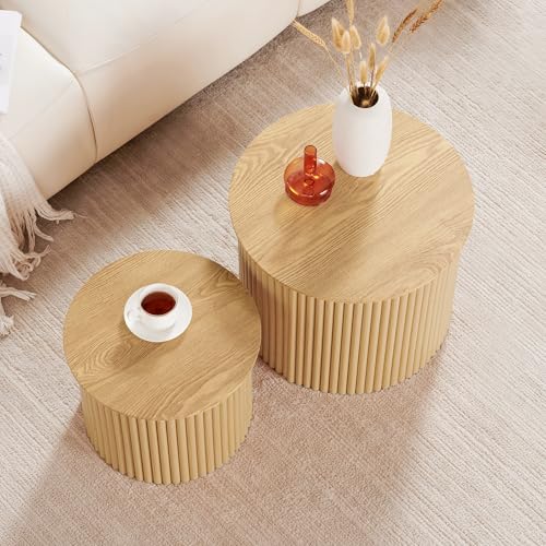 Fluted Round Nesting Coffee Table Set of 2 (2 Count)