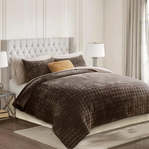 Channel Box Stitch Velvet Quilt Set