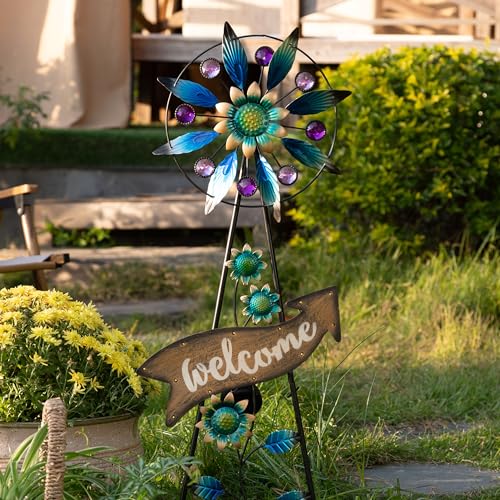 Solar Metal Wind Spinner Garden Stake Mom Gift 26"