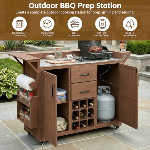 Outdoor Grill Cart with Stainless Steel Top