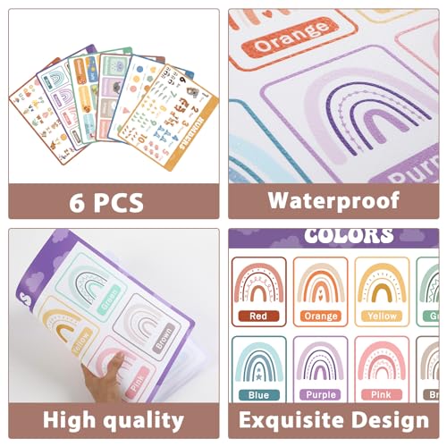 Educational Placemats Set of 6 Boho Kid Plastic Table Mat 17×13×0.04in (6 Count)