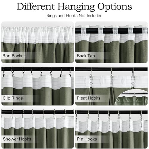 Sage Green Velvet Pinch Pleat Blackout Curtains W52 X L108 Inches (2 Count)