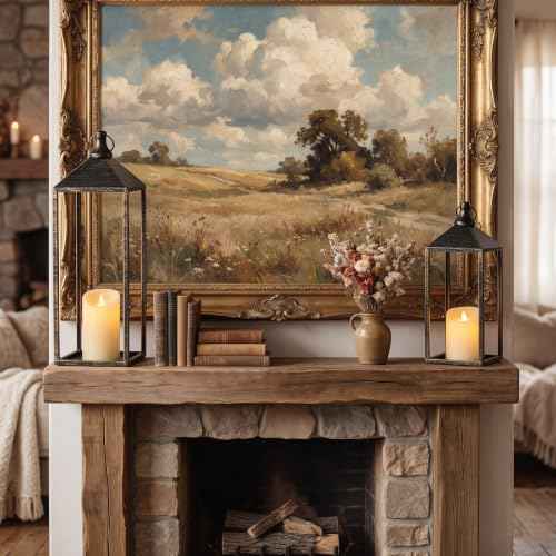 17" 13" Vintage Farmhouse Decorative Lanterns Indoor Outdoor with Candles (24 Count)