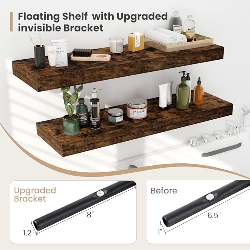 36 x 12 Deep Floating Shelves Wall Mounted Set of 2 Rustic Brown (2 Count)