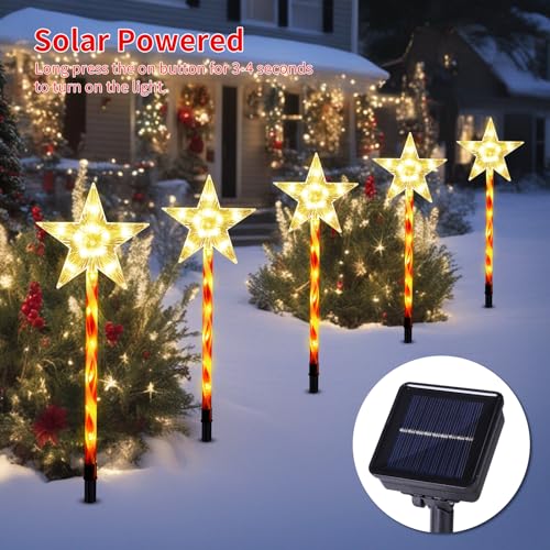 Solar Christmas Star Pathway Lights Outdoor Decorations