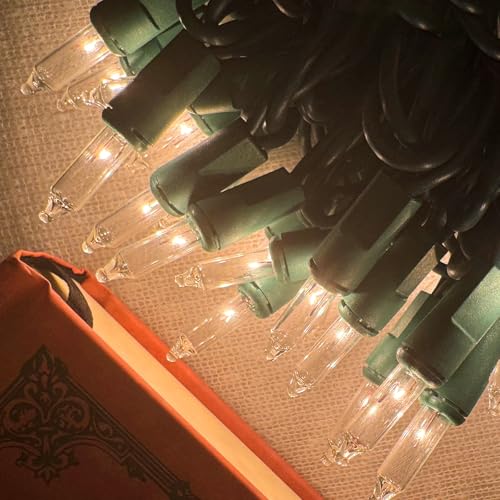 Christmas Lights 100 Count Clear Christmas Tree Lights String with Green Wire for Outdoor Indoor Christmas Decorations Wedding Decorations Valentines Day Decor