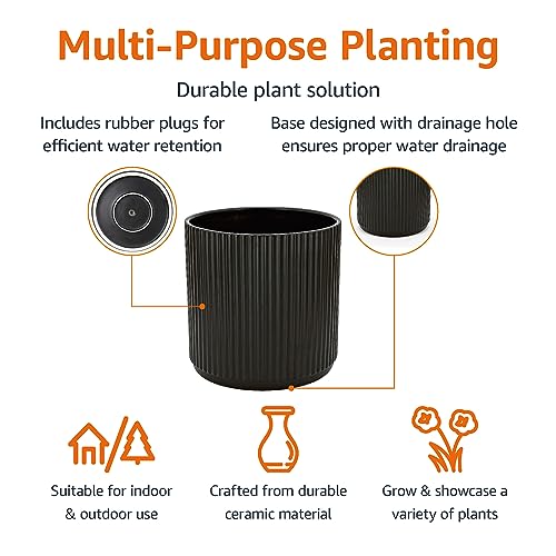 Fluted Ceramic Planter Pot for Indoor Outdoor Plants