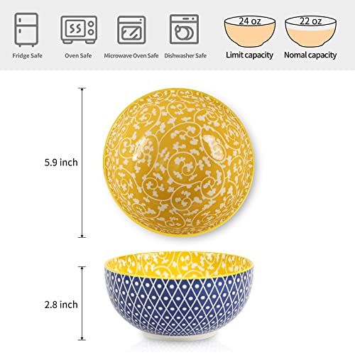 Ceramic Cereal Bowls Set of 6 (6 Count)