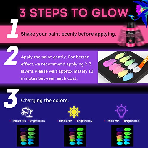 Glow in the Dark Acrylic Paint Set (20 Fl Oz)