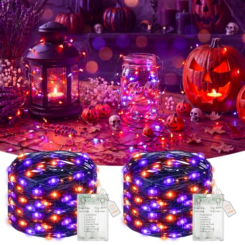 2 Pack Halloween Fairy Lights Battery Operated Timer (2 Count)