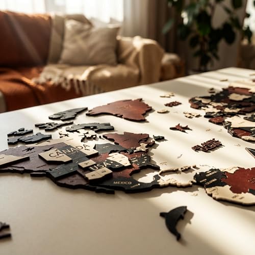 3D Wooden World Map Wall Art