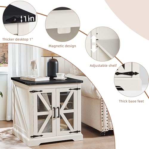 24'' End Table with Charger for Living Room