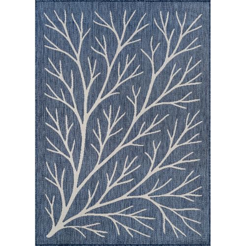 Washable Indoor Outdoor Rug 6x9 Modern Area Rugs Branch Pattern Non Shedding Waterproof Easy Clean Patio Deck Porch Living Room Bedroom Garden RV (54 Sq Ft)
