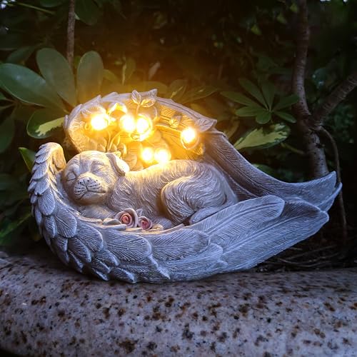 Solar Dog Garden Statues Outdoor Décor
