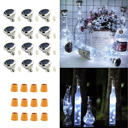 Upgraded 12 Pack Diamond Solar Wine Bottle Lights (6.5 Foot)
