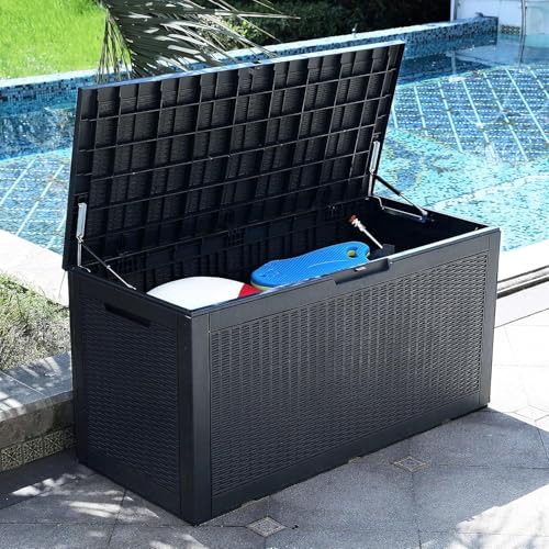 100 Gallon Large Resin Deck Box Outdoor Storage Boxes for Patio