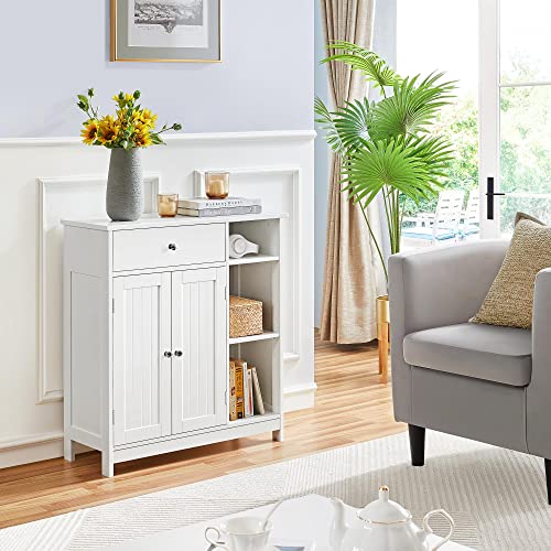 Bathroom Storage Cabinet with Drawer and 2 Beadboard Doors