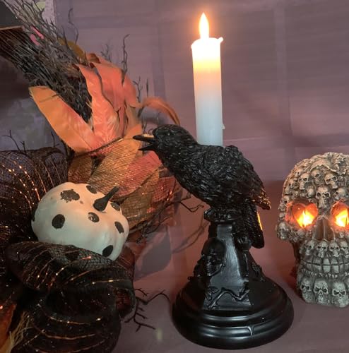 Raven Candle Holder Halloween Decoration Gothic Candlesticks Crow Candle Stick Statue