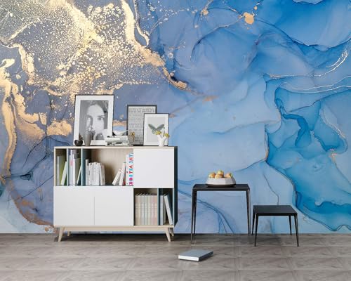 Blue and Gold Marble Wallpaper Abstract Art Background Wall Mural