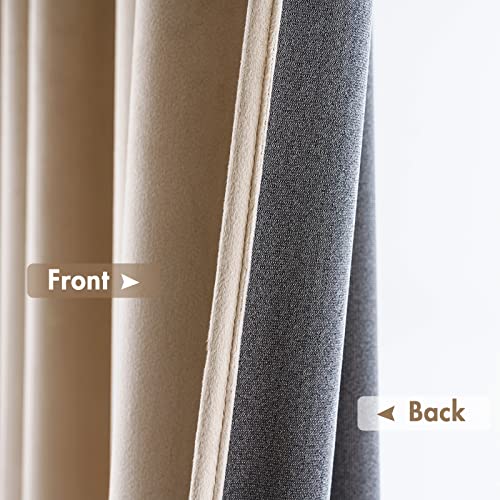 Camel Beige Blackout Velvet Curtains Drapes 108 Inch Long 52"x108" (2 Count)
