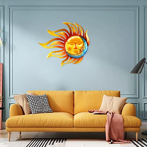 Metal Sun Wall Decor Outdoor Garden Fence Art Moon Wall Art