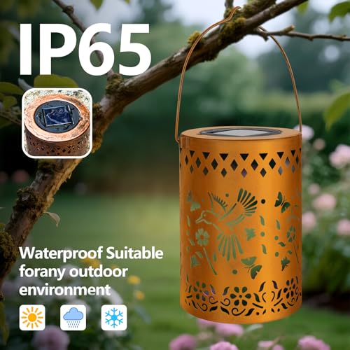 Solar Lanterns Outdoor Decor Hummingbird Garden Waterproof Christmas Gifts Light for Women Mom Grandma (2 Count)