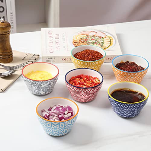 Ceramic 8oz Bouillon Cups 4 Inch Small Bowls (6 Count)