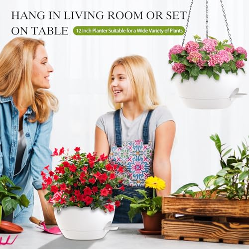 12 Inch Hanging Baskets 2 PC with Chains (2 Count)