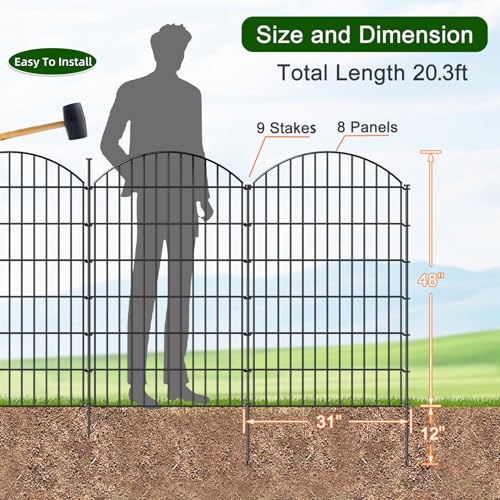 Metal Garden Fence 48 in x 20.3 ft