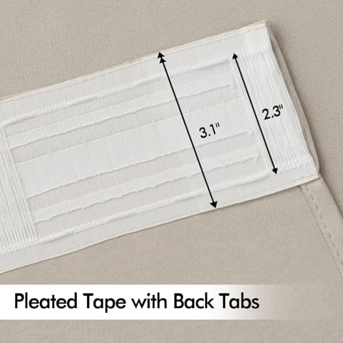Natural Back Tab Blackout Curtains 52x120 Inch Long 2 Panels Set