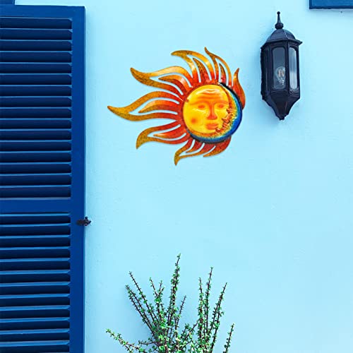 Sun Metal Wall Art Outdoor Sun Moon Face Wall Decor Rust Proof Large