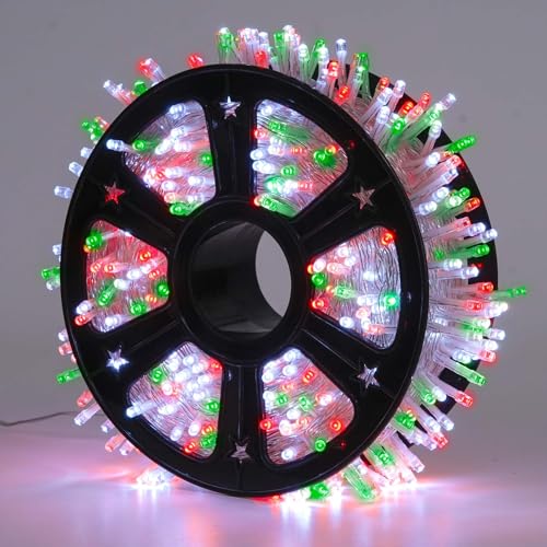 163ft 500 LED Red White and Green Christmas Lights with 8 Modes (163 Foot)
