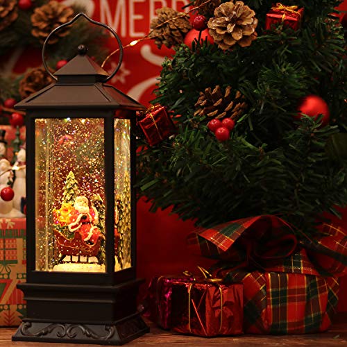 Santa Claus Singing Snow Globe Lantern with 6 Hour Timer