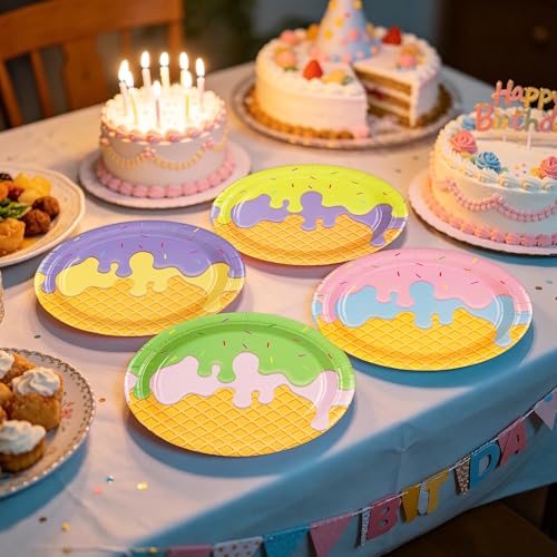 48PCS Ice Cream 7inch Paper Plates (48 Count)