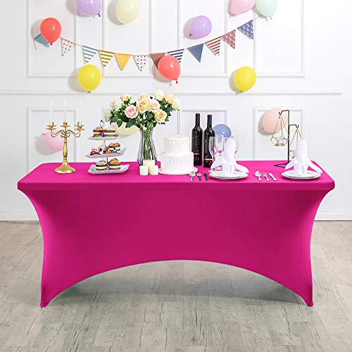 2Pack Spandex Table Cover for 8FT or 4ft or 6ft Table Universal Fitted Stretch Tablecloth for Party (2 Count)