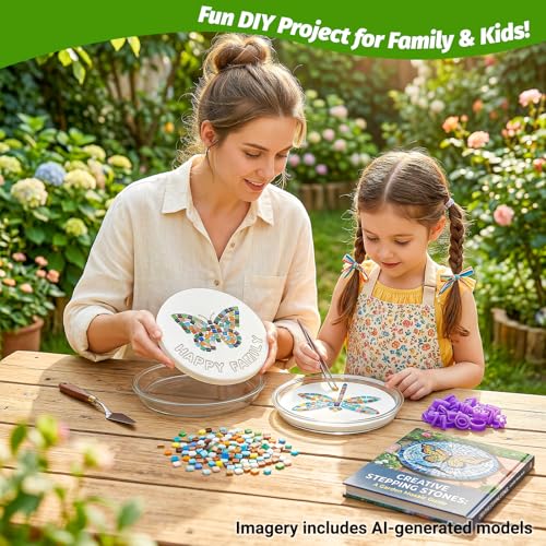 5PCS Stepping Stone Kit Includes 8in Round Cement Molds