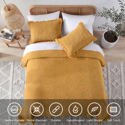 Yellow Ruffled Quilt King Size