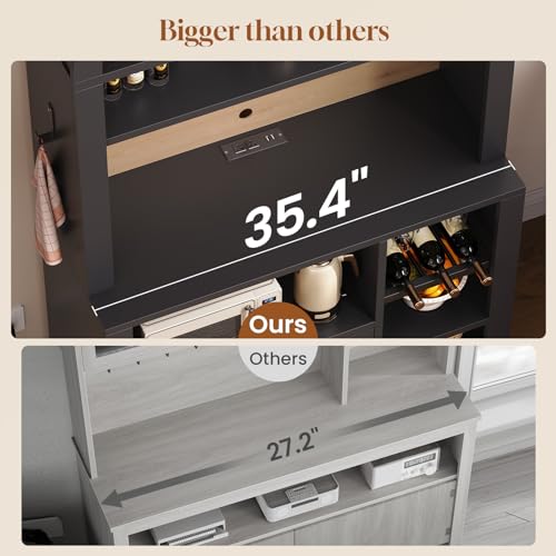 73" Tall Arched Bakers Rack with Power Outlet and LED Light