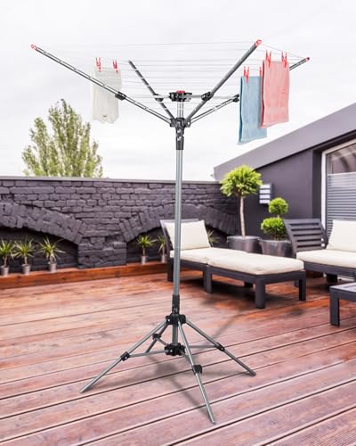 Portable Umbrella Clothes Drying Rack 8 Lines with 82 Feet Drying Space