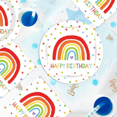 40 Pcs Happy Birthday Party Dinner Dessert Plates and Napkins Sets (40 Count)