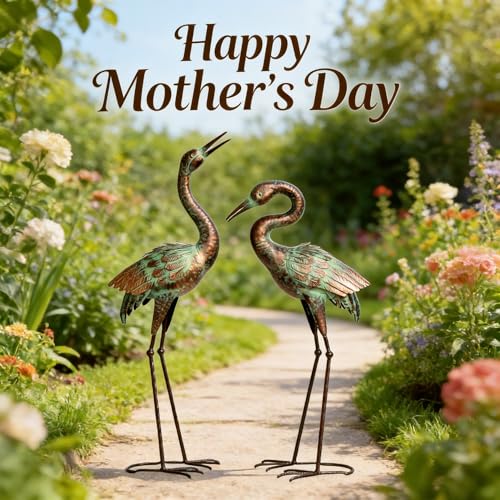 Metal Heron Garden Statue Life