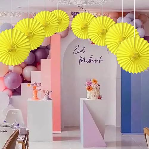 Yellow Birthday Party Decorations Sunshine Yellow Hanging Paper Fans 12inch