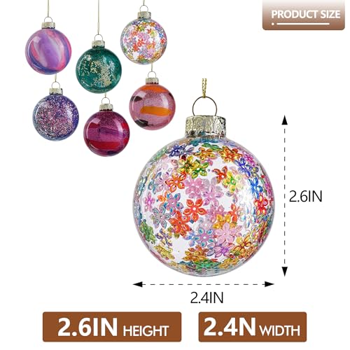 6pcs Glass Christmas Ball Ornament 2.4In Glittering Christmas Tree Ornament (6 Count)