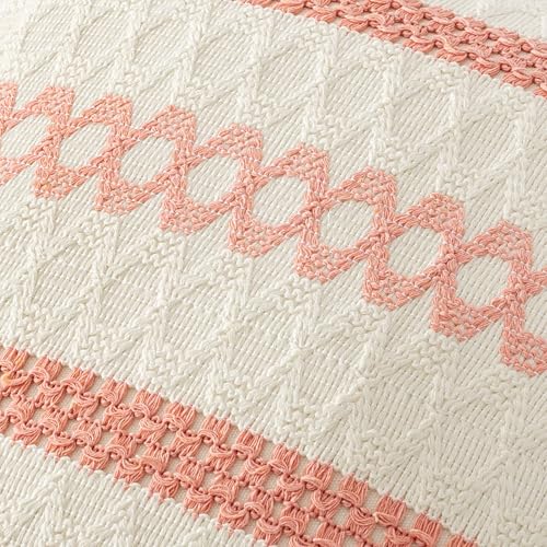 Set of 2 Coral Red Boho Decorative Pillow Covers 18x18 Inch (2 Count)