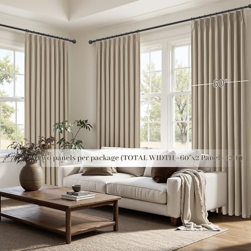 Pinch Pleated Blackout Curtains 60 Inches Wide for Living Room (2 Count)