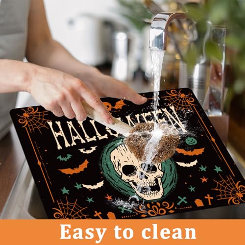 Halloween Plastic Placemats Set of 6 Black Gothic Bat Mat 17×13×0.04 in (6 Count)